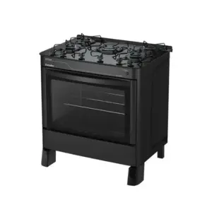 Fogão de Piso a Gás Esmaltec 5 Bocas Mesa de Vidro com Acendimento Automático Agata Glass