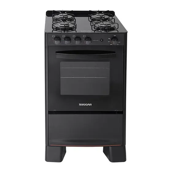 Fogão de Piso a Gás Suggar 4 Bocas Preto Bivolt Cook Glass Fgvcg410pt