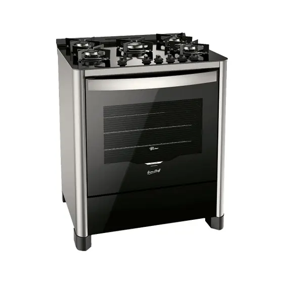 Fogão de Piso a Gás Fischer 5 Bocas Mesa de Vidro Bivolt Grann Cheff