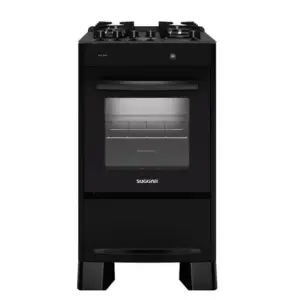 Fogão de Piso a Gás Suggar 4 Bocas Preto Mesa de Vidro Bivolt Neo Max