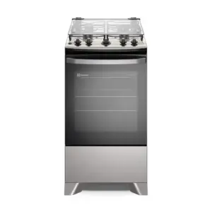 Fogão de Piso a Gás Electrolux 4 Bocas Prata Mesa Inox PerfectCook VaporBake Bivolt Efficient FE4IS