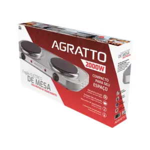 Fogão Elétrico Portátil Agratto 2 Bocas Inox 2000w 127V Fogão Elétrico Portátil Agratto 2 Bocas Inox 2000w 127V