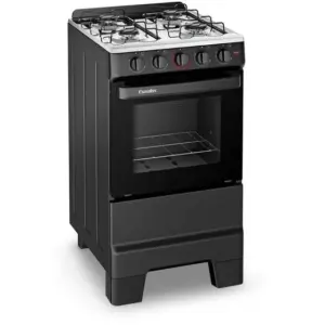 Fogão de Piso a Gás Esmaltec 4 Bocas Preto Acendimento Manual Ideal Pop F4ISP4120PT