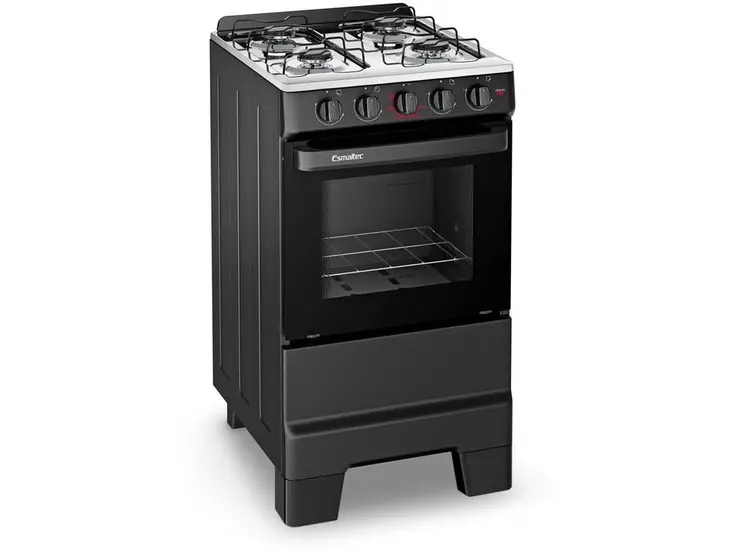 Fogão de Piso a Gás Esmaltec 4 Bocas Preto Acendimento Manual Ideal Pop F4ISP4120PT