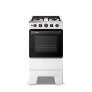 Fogão de Piso a Gás Esmaltec 4 Bocas Branco Mesa de Aço Inox Bivolt Ideal Super F4IAB