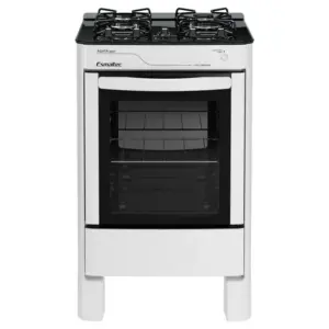 Fogão de Piso a Gás Esmaltec 4 Bocas Branco Forno Limpa Fácil e Acendimento Automático Ágata Glass
