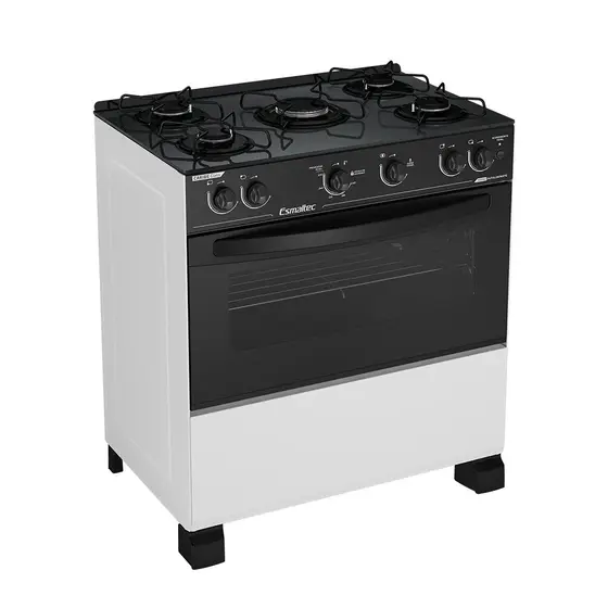 Fogão de Piso a Gás Esmaltec 5 Bocas Branco Caribe Glass