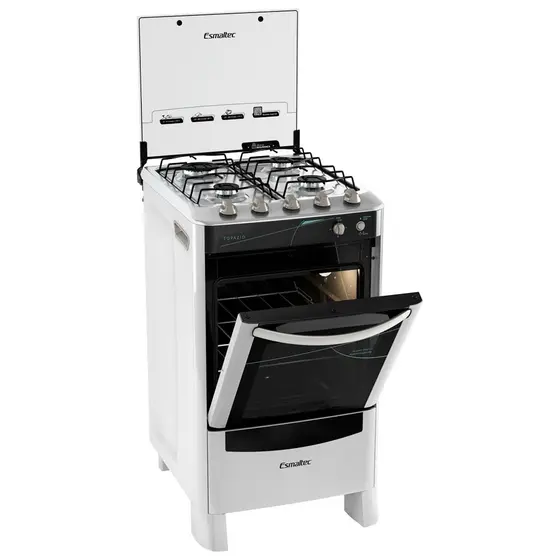 Fogão de Piso a Gás Esmaltec 4 Bocas com Forno Autolimpante Acendimento Automático e Timer Sonoro Topázio