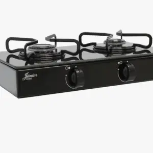 Fogão a Gás de Mesa Clarice 2 Bocas Preto com Vidro Preto Manual Junior Glass ARR