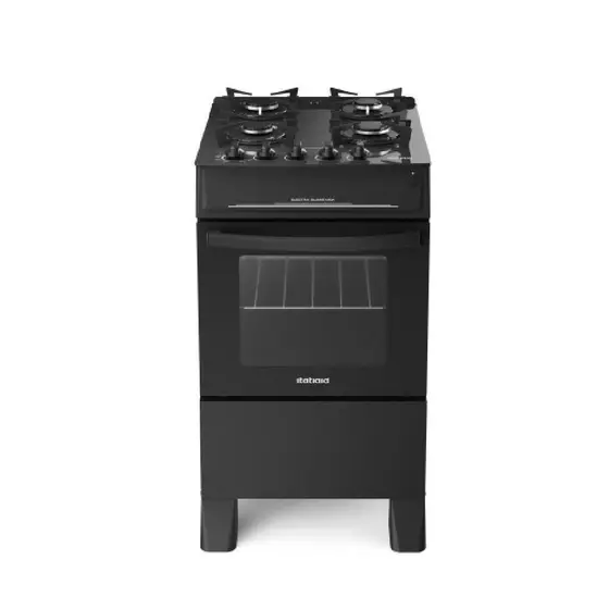 Fogão de Piso a Gás Itatiaia 4 Bocas Preto Mesa de Vidro Bivolt Electra Glass New 3700000364
