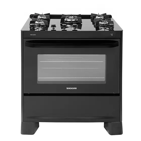 Fogão de Piso a Gás Suggar 5 Queimadores Preto Bivolt Max Glass FGVMG510PT