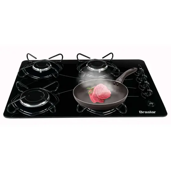 Cooktop Gás 4 Bocas Braslar Mesa de Vidro Bivolt