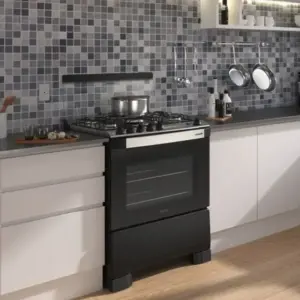 Fogão de Piso a Gás Mueller 5 Bocas Automático Mesa de Inox Tripla Chama Decorato G3 Fogão de Piso a Gás Mueller 5 Bocas Automático Mesa de Inox Tripla Chama Decorato G3