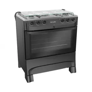 Fogão de Piso a Gás Mueller 5 Bocas Automático Mesa de Inox Forno 81,6 Litros MFI5BB Fogão de Piso a Gás Mueller 5 Bocas Automático Mesa de Inox Forno 81,6 Litros MFI5BB