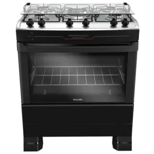 Fogão de Piso a Gás Mueller 5 bocas Preto com Tripla Chama MFI5BF