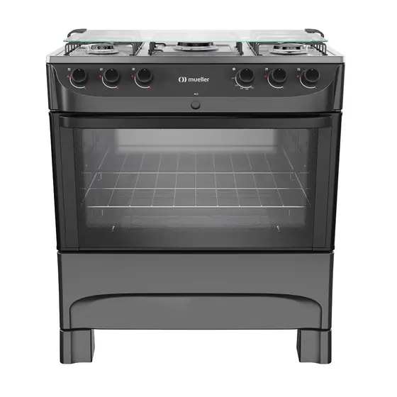 Fogão de Piso a Gás Mueller 5 Bocas Preto Fosco Bivolt MFI5BB