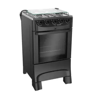 Fogão de Piso a Gás Mueller 4 Bocas Automático Mesa de Inox Forno 48,1L Bivolt MFI4BB
