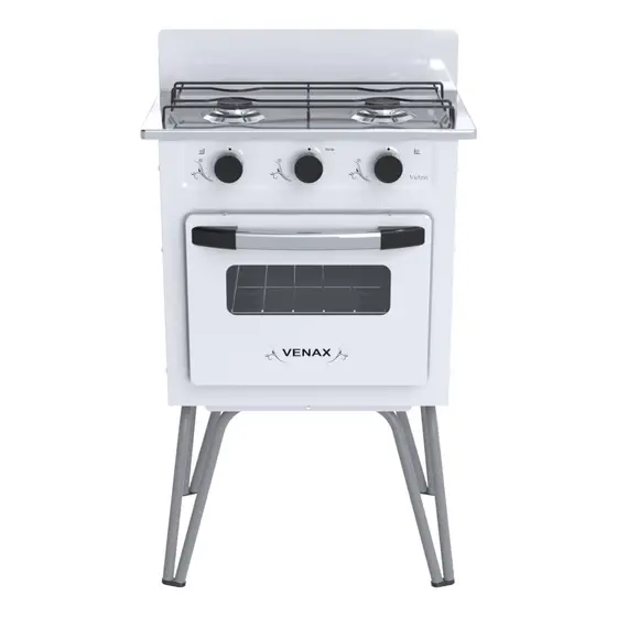 Fogão Portátil a Gás Venax 2 Bocas Branco Gás GLP Gemini Vetrô