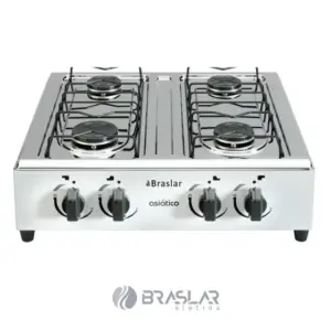 Fogão Portátil a Gás Braslar 4 Bocas Inox Branco Fogão Portátil a Gás Braslar 4 Bocas Inox Branco
