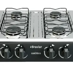 Fogão Portátil a Gás Braslar 4 Bocas Inox Preto Fogão Portátil a Gás Braslar 4 Bocas Inox Preto