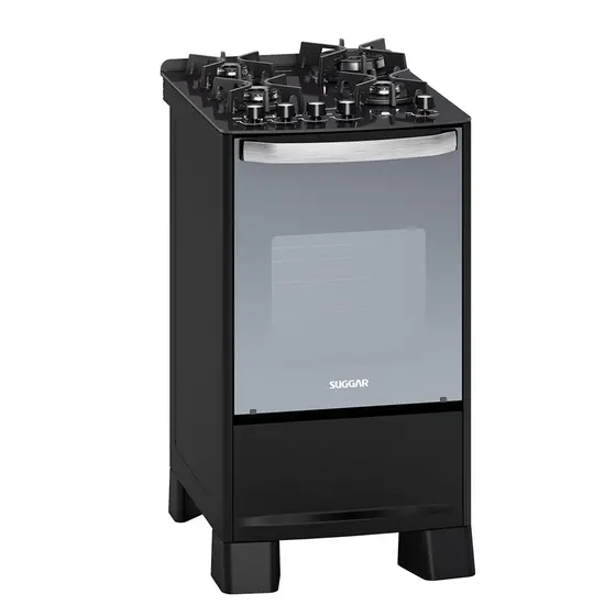 Fogão de Piso a Gás Suggar 4 Bocas Preto Master Grill FGVMTG411PT/FGVMTG412PT