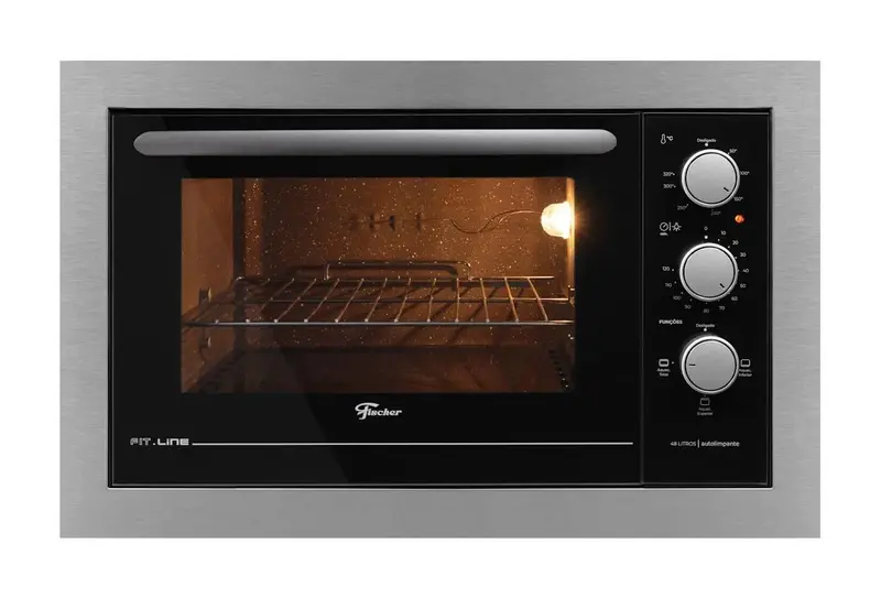 Forno Elétrico Embutir Fischer 48L Inox 220V Fit Line com Função grill Timer e Iluminação Interna