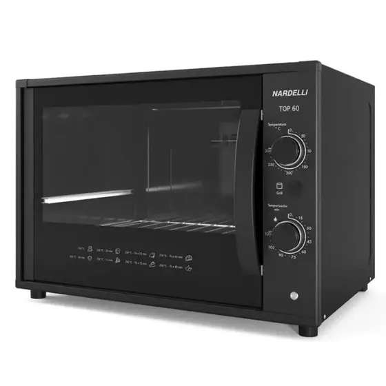 Forno Elétrico Bancada Nardelli 60L com Função Grill e Dourador Preto 110V Top 60