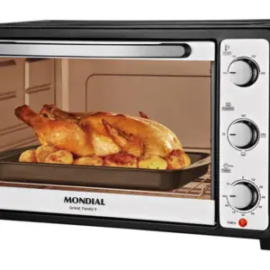 Forno Elétrico Bancada Mondial 52L com Timer Preto e Prata Grand Family II FR-52 Forno Elétrico Bancada Mondial 52L com Timer Preto e Prata Grand Family II FR-52