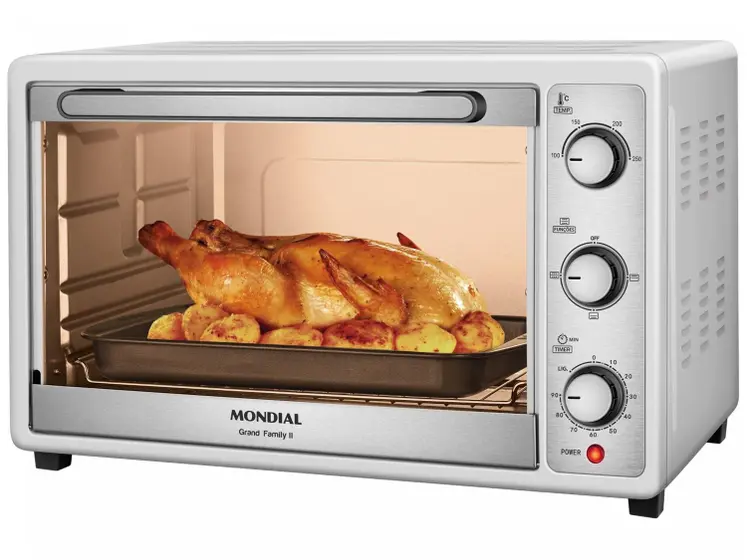 Forno Elétrico Bancada Mondial 52L Multifuncional Branco Grand Family II FR-52-W