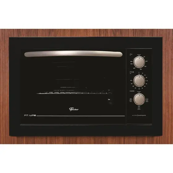 Forno Elétrico Embutir Fischer 48L Frontal Preto 127V Fit Line