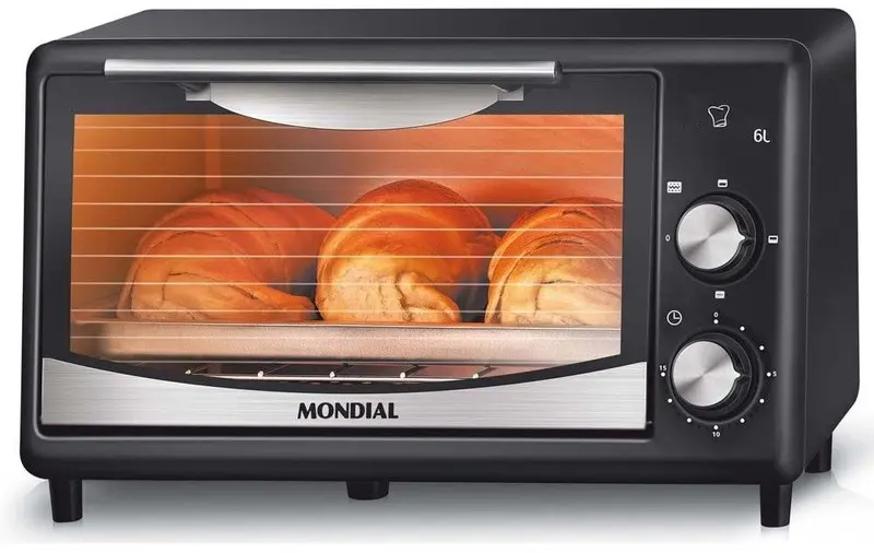 Forno Elétrico Bancada Mondial 6L 650w com grelha Preto 220v