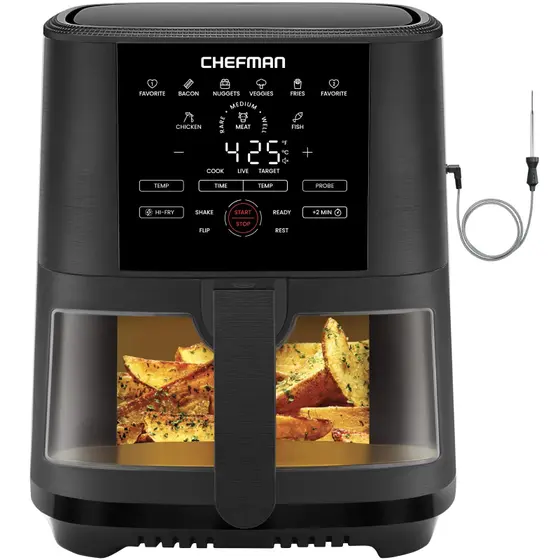 Air Fryer Chefman 8 Predefinições Sonda de Temperatura 5L