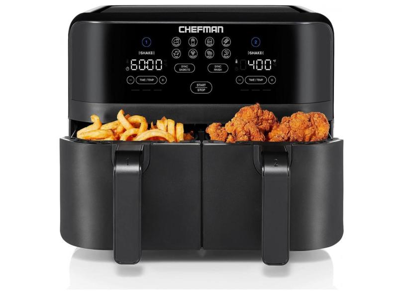 Fritadeira Elétrica Airfryer Chefman 9L Painel Digital Cesto Duplo Preta 110V