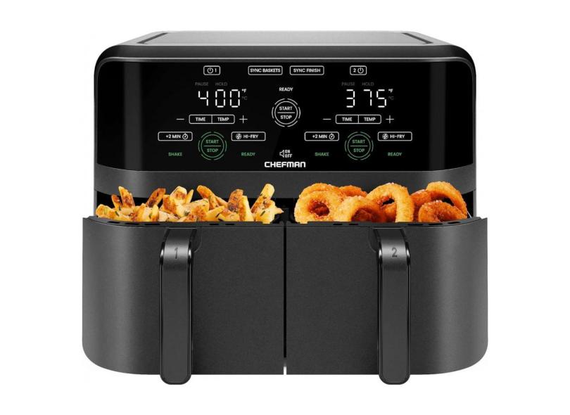 Fritadeira Elétrica Airfryer Chefman Com 2 Cestos de 3L Painel Digital Preta 110V 1700W