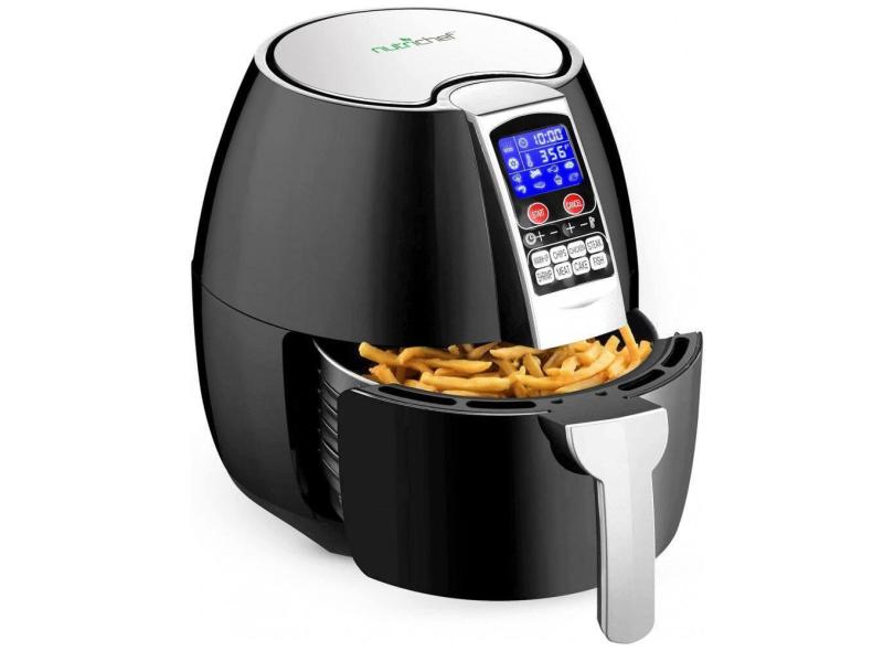 Fritadeira Elétrica Airfryer Sem Óleo NutriChef PKAIRFR54 3.5L Aço Inoxidável Preta 110V 1400W