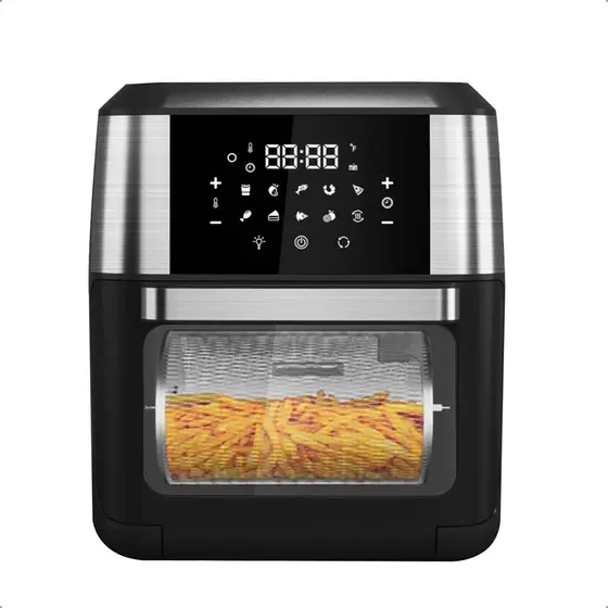 Fritadeira Elétrica Tronos Oven Fry Sem Óleo Aairfryer Oven 3 em 1 Touch Preto 1700W 127V 12L RC02