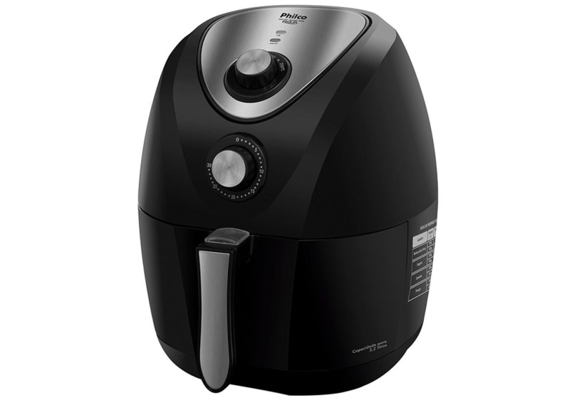 Fritadeira Elétrica Sem Óleo Philco Air Fry Saúde Inox 3.2L Timer