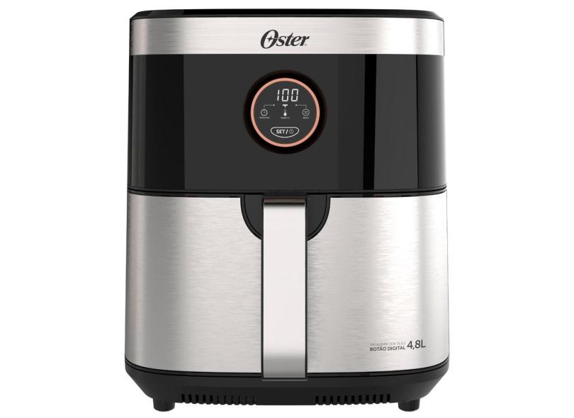 Fritadeira Elétrica Sem Óleo Airfryer Oster 2 em 1 Black Inox 4.8L 1500W Timer 60min