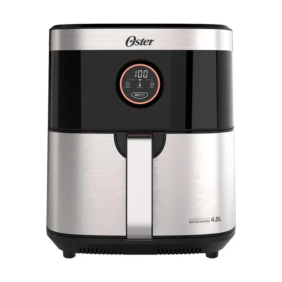 Fritadeira Oster Sem Óleo 2 em 1 Black Inox 127V 4,8L OFRT660-127