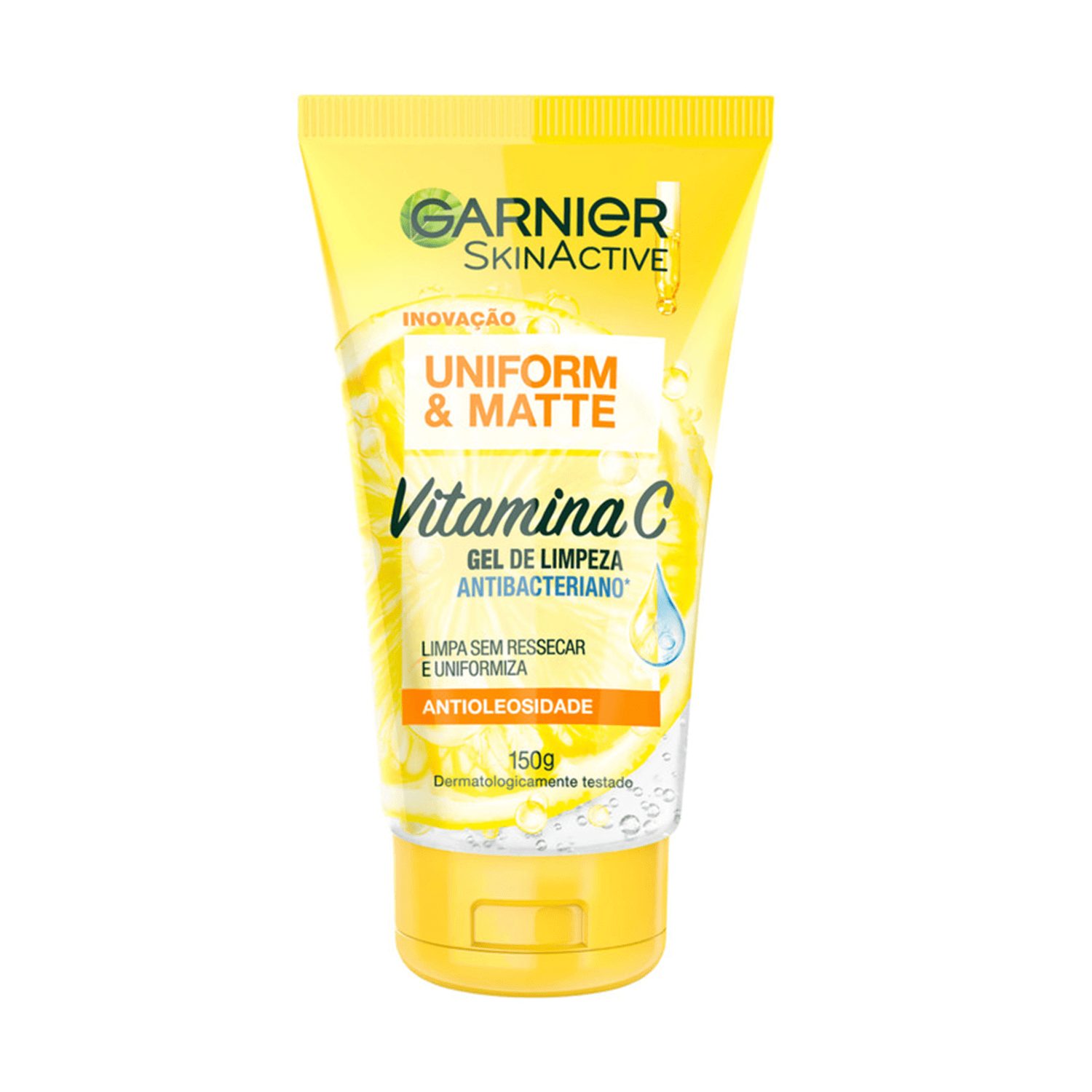 Gel de Limpeza Facial Garnier SkinActive Uniform Matte Vitamina C Antibacteriano 150ml