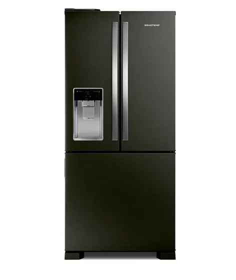 Refrigerador French Door Brastemp 515L Eclipse Collection Frost Free Inverter Água e Gelo na Porta Black Inox BRH85AE