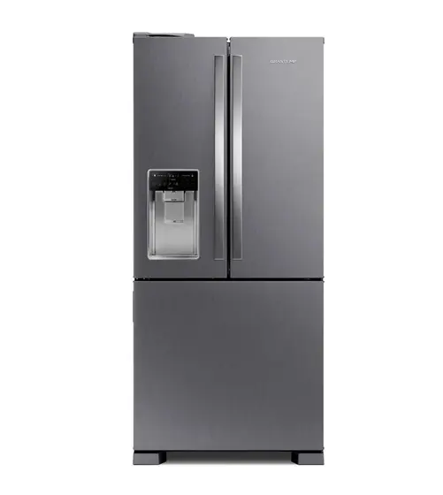 Refrigerador French Door Brastemp 515L Frost Free com Água e Gelo na Porta Inox BRH85AK