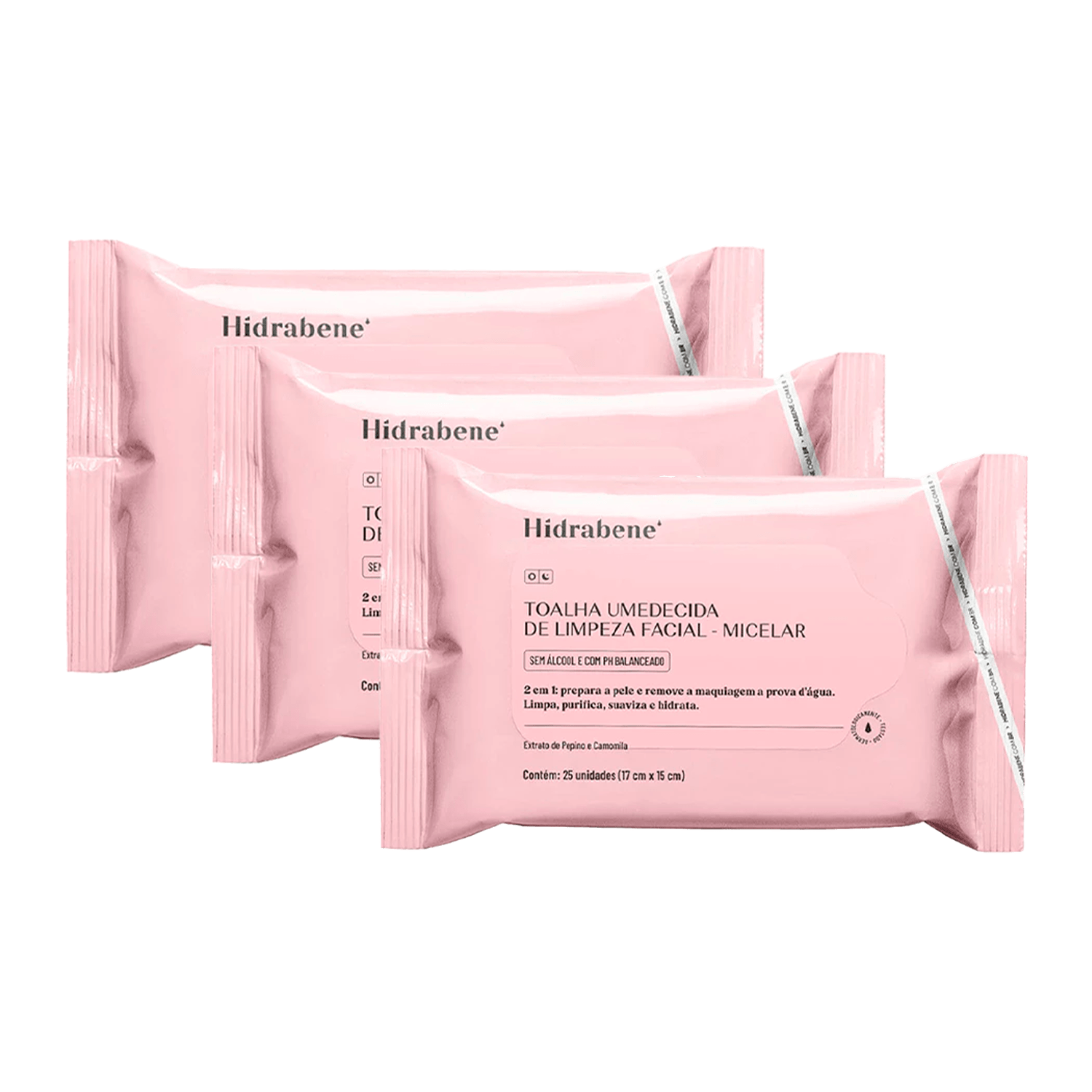 Kit Toalha Umedecida de Limpeza Facial Hidrabene 3 unidades