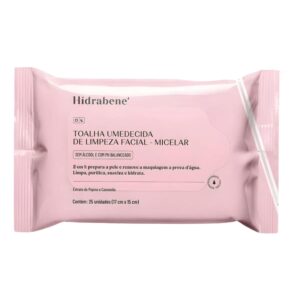 Toalha Umedecida de Limpeza Facial Hidrabene Micelar 25 unidades