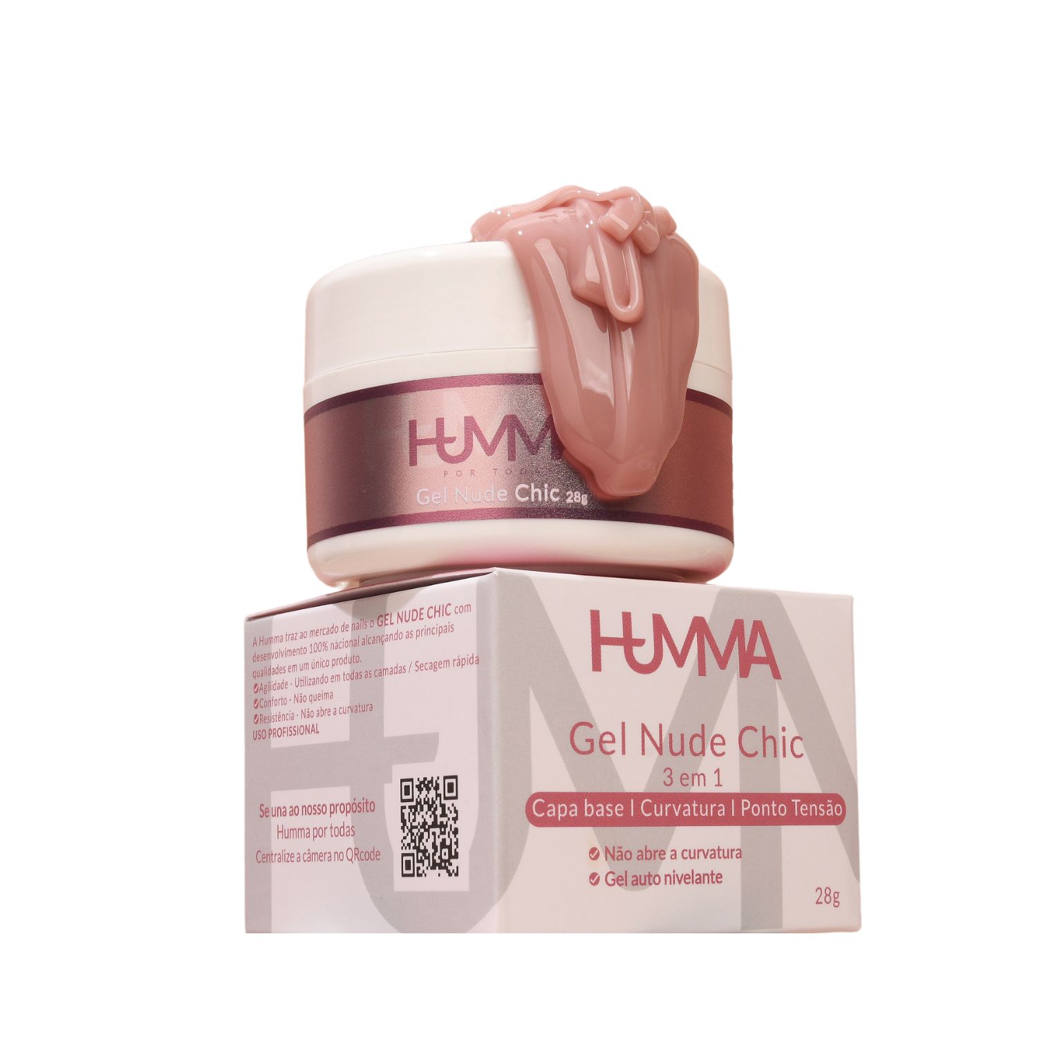 Gel Autonivelante Humma 3 em 1 Nude Chic para Unhas 28g