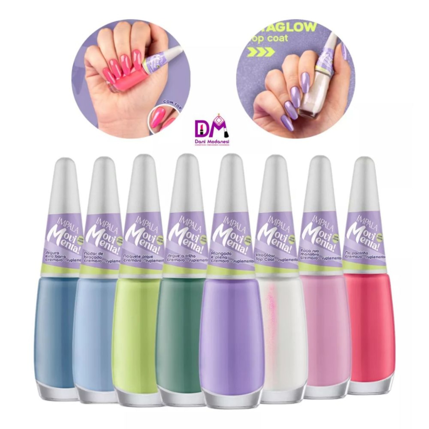 Kit Impala Movimenta com 8 Esmaltes + Pote e Sacochila 1un