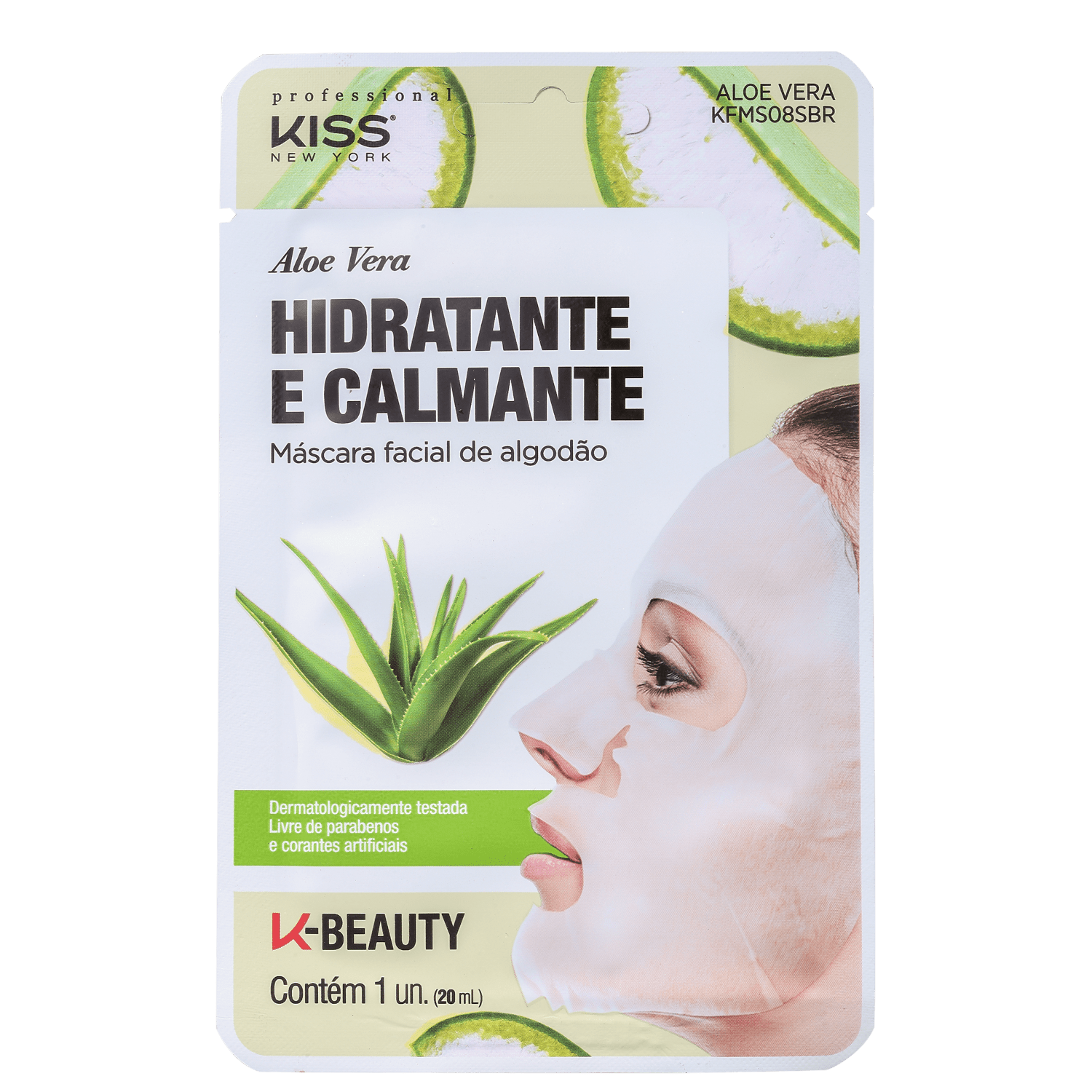 Máscara Facial Kiss New York Aloe Vera Hidratante e Calmante 20ml
