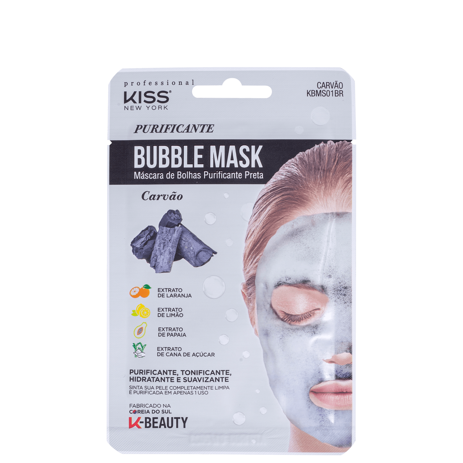 Máscara Facial Kiss New York Bubble Purificante Preta 20ml