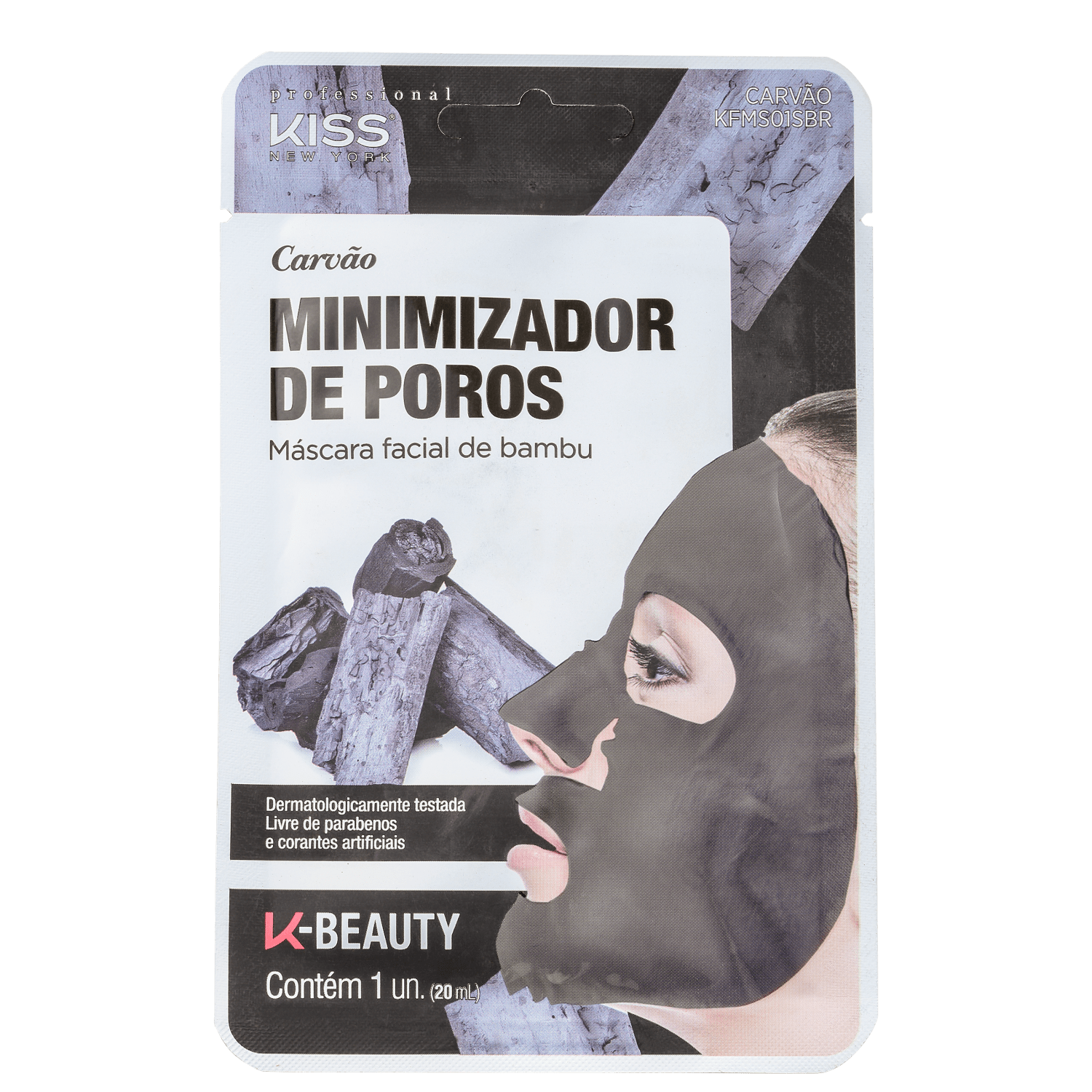 Máscara Facial Kiss New York Carvão Minimizador de Poros 20ml