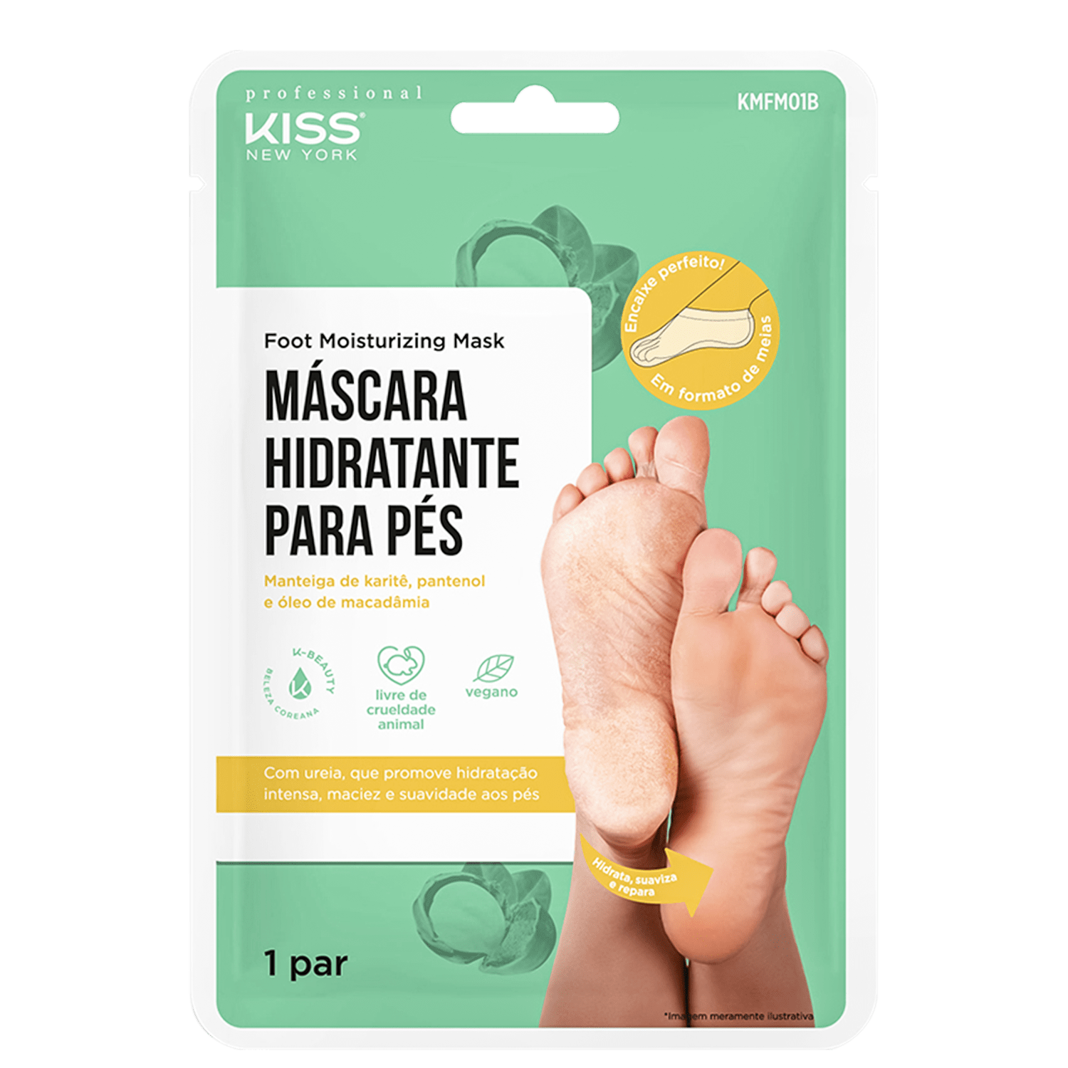 Máscara Hidratante para Pés Kiss New York Professional Foot Moisturizing Mask 1 Par